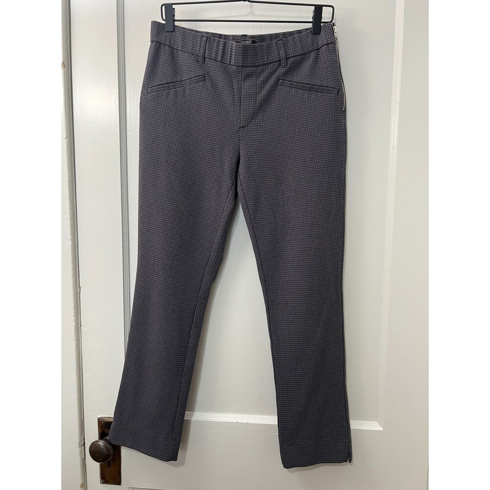 ZARA Trafaluc Women's Pants Navy Blue Red Dot Print Side Zipper Stretch Size L